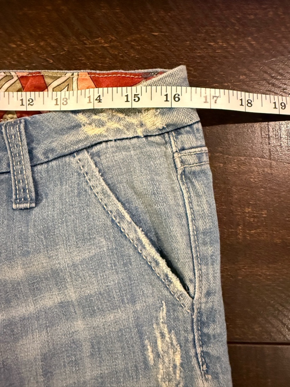 Miss Me Distressed Flare Jeans Light Wash Boho Pocket Detail Size 30 - Picture 8 of 12